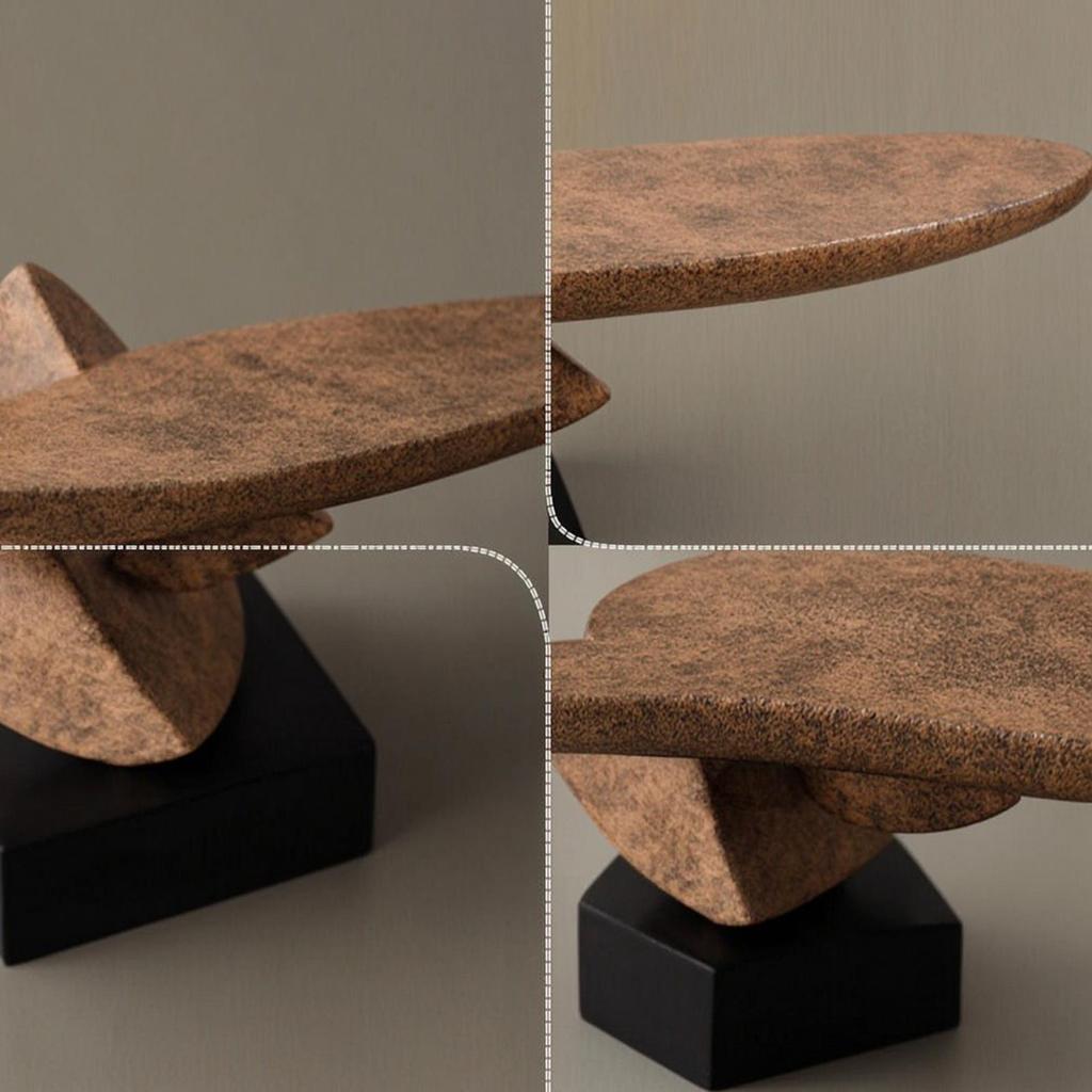 Resin Sculpture with Base Abstract Tabletop Ornament StoneLike Statue for Refined Decor Seekers, Art