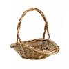 Hand-Woven Wicker Basket Versatile Shallow Oval with Arched Handle Rustic