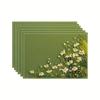 Green Daisy Flower Placemats Nature Floral Table Mats Set Washable Kitchen Dining Decor Linen Coaster