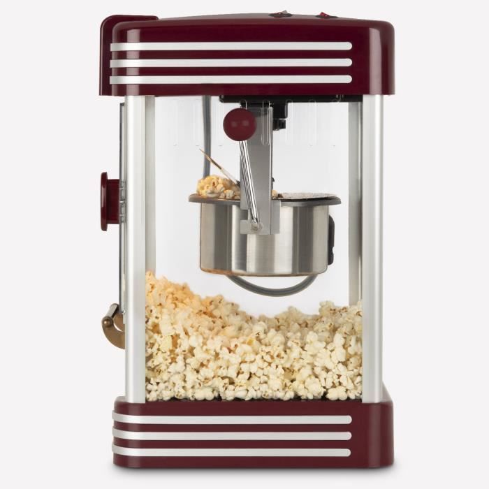 Machine à popcorn HKOENIG - POP330 - Design retro - Capacité 50g - Lumière intérieure de maintien au chaud - 360W