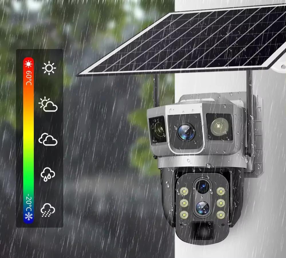 LS VISION 3 Lens HD Night Vision Solar Camera 12MP Auto Tracking IP Cameras Outdoor Waterproof Video Surveillance 6K Smart 360 Monitoring