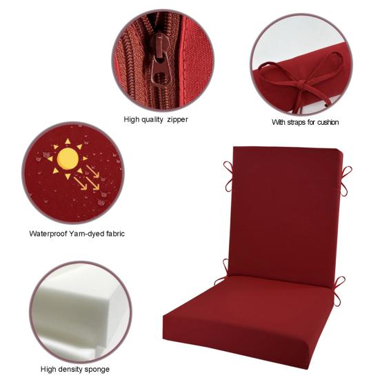 Yousheng Rocking Chair Cushion 19"x18" Seat Cushion with Ties Sun-Proof Fade Resistant Back And Seat Cushion for Outdoor Dining Chair Patio Chair