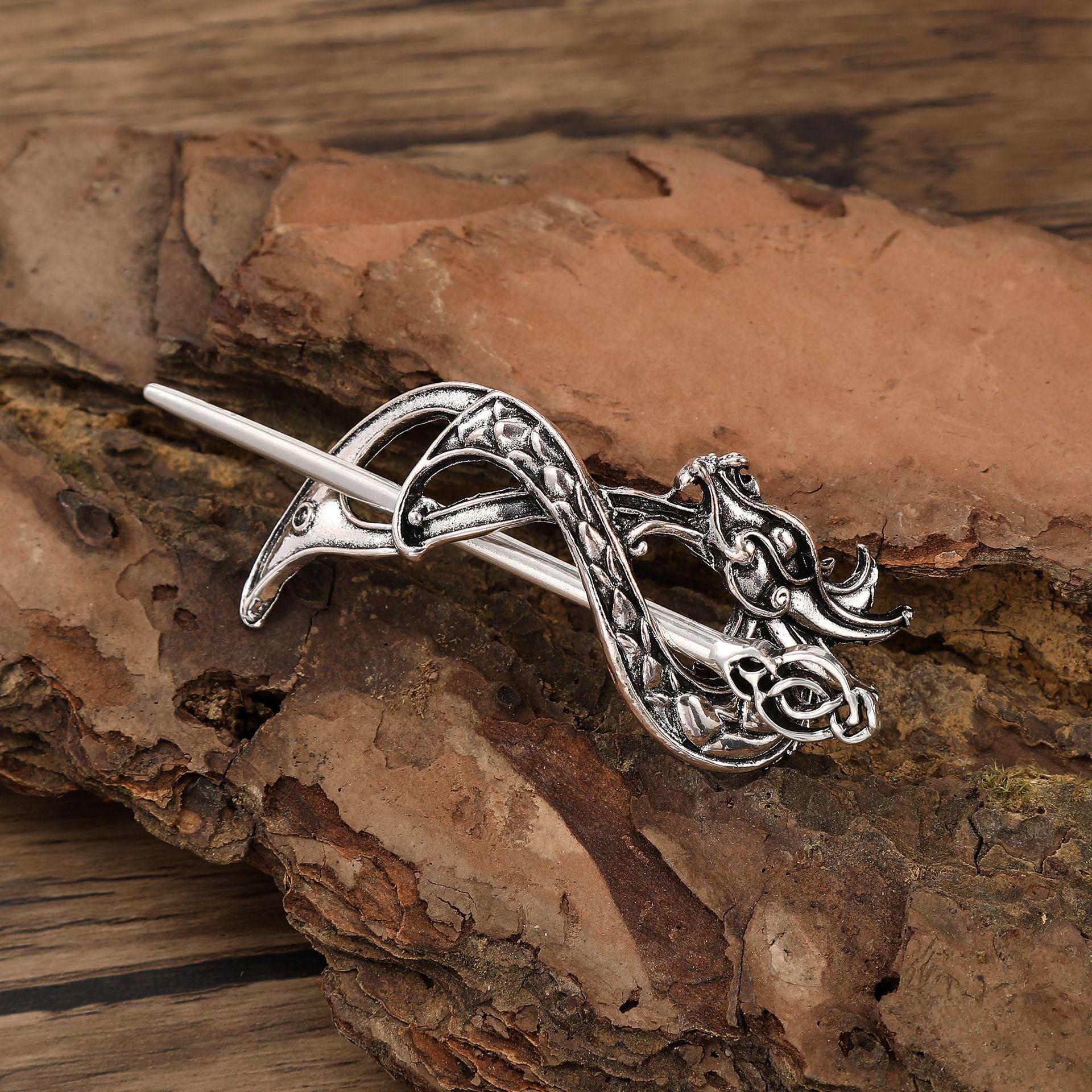 Viking Retro Dragon Celtic Knot Hair Stick Norse Party Accessory Decorative Hair Pin For Women Costume Jewelry