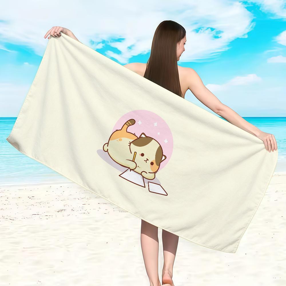 Cute Kawaii cat Towel Soft Lightweight Anti-Sand Large Beach Towel Quick-Drying Bath Sports Family