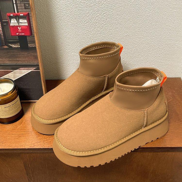 

Зимние женские ботинки на толстой подошве 2025 новая модель с увеличением роста, универсальные эластичные ботинки-карандаш, бархатные короткие хлопковые ботинки для женщин 40 малиновый