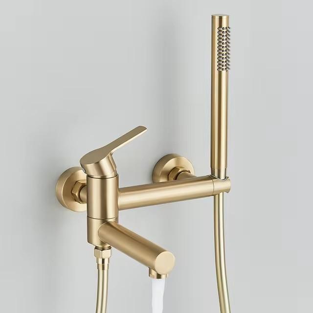 Bathtub Faucet Brass Wall Mounted Bathroom Shower Mixer Tap Single Handle Waterfall Mixing Spout Full Shower Set For Toilet