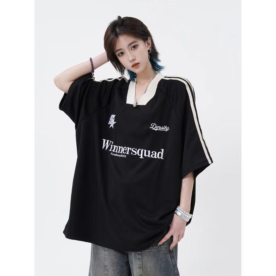 

Футболка из джерси National Trend Retro с V-образным вырезом 2023 года, унисекс, свободного кроя, с короткими или средними рукавами XXL