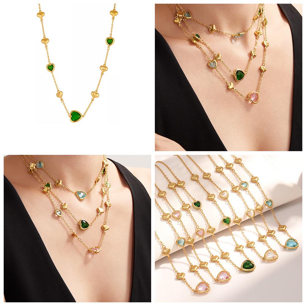 Qiong Yao 18k Gold-Plated Faceted Glass Stone Heart Necklace