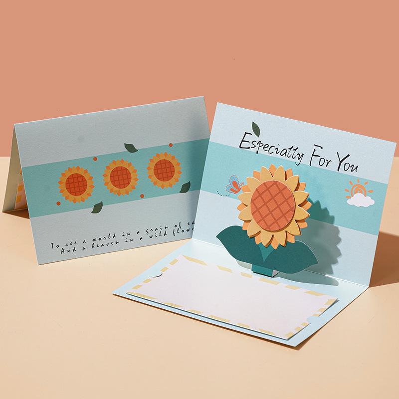 Mid-Autumn Bouquet Pop-Up Card - Handmade Greeting for Employee Gratitude, Blessings, and Birthdays