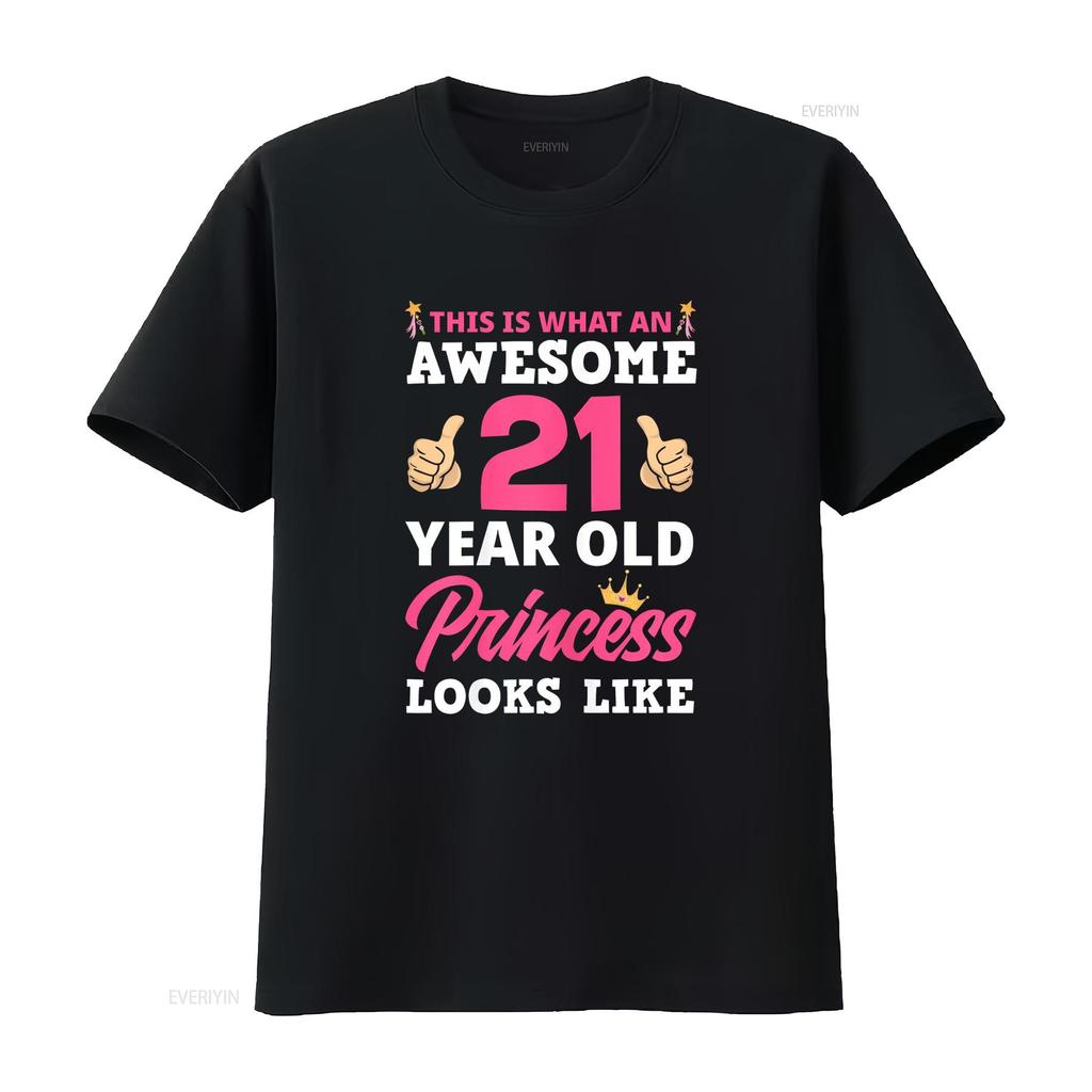 21st Birthday Women Funny 21 Years Old Girls T Shirt Vintage Washed Versatile Comfortable Streetwear Slightly Soft Fashion