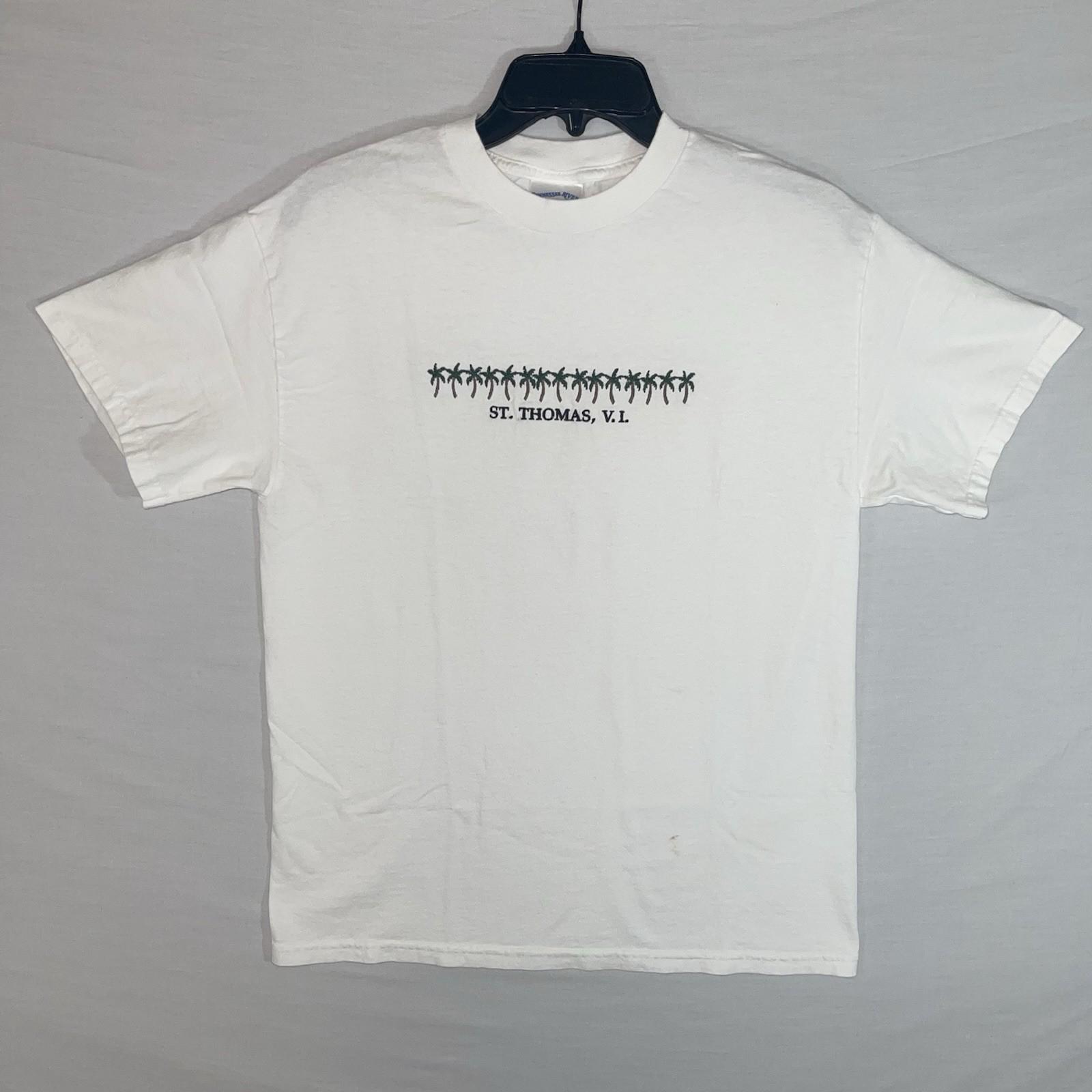 Vintage St. Thomas Embroidered White T Shirt Men’s Size Medium XXL