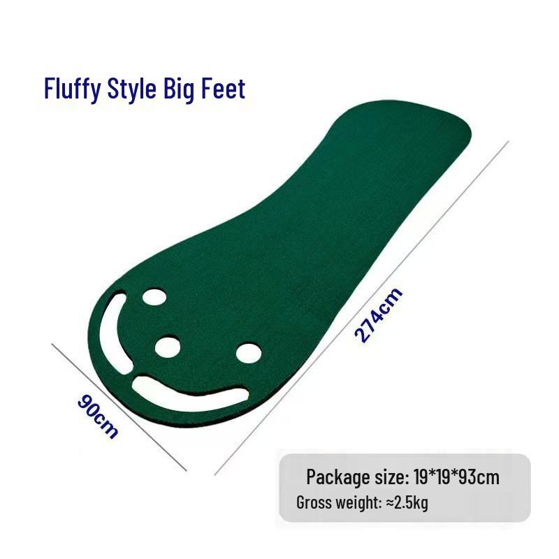 Indoor Golf Practice Mat with Slope and Portable Big Foot Push Cart