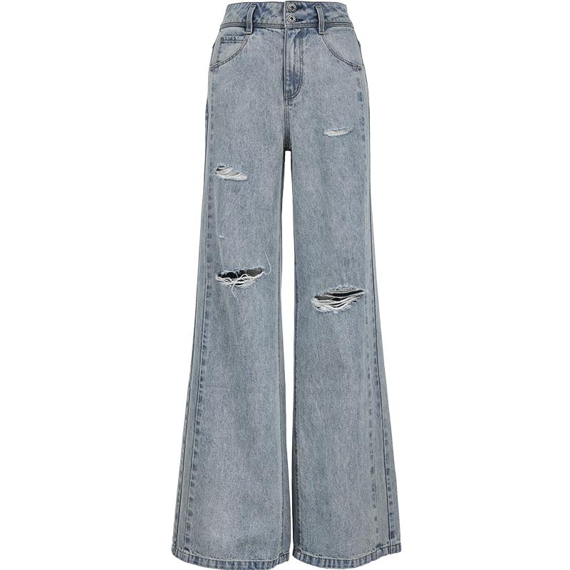 

ONLY Women s High-Waist Ripped Loose Flare Jeans S