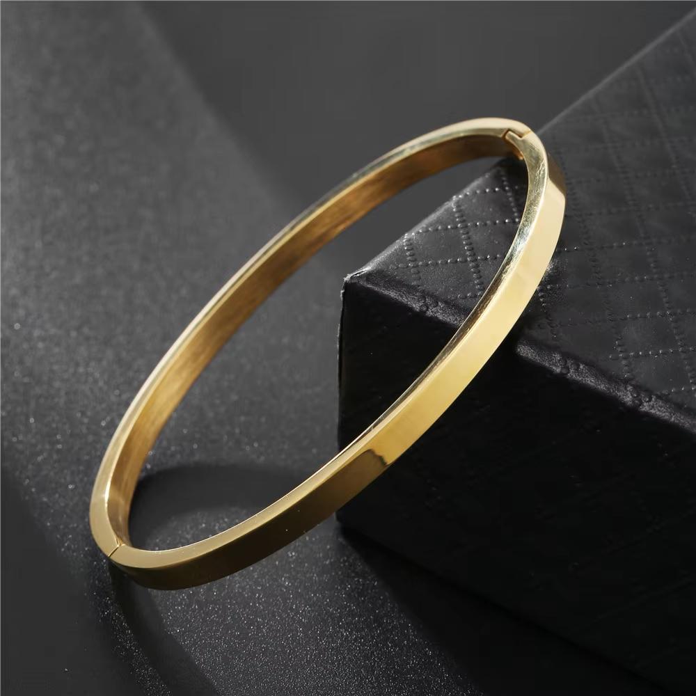 

Fashion Cuff Bracelets Bangles Men Women Stainless Steel Gold Color Copper Color Black Bangle Bracelet Luxury Zircon чорний