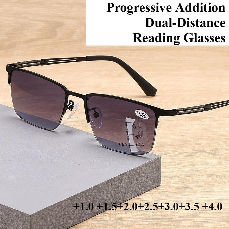 Men's Automatic Zoom Progressive Multifocal Reading Glasses Dual-use for Both Near and Far Can Make Sunglasses+Reading Glasses