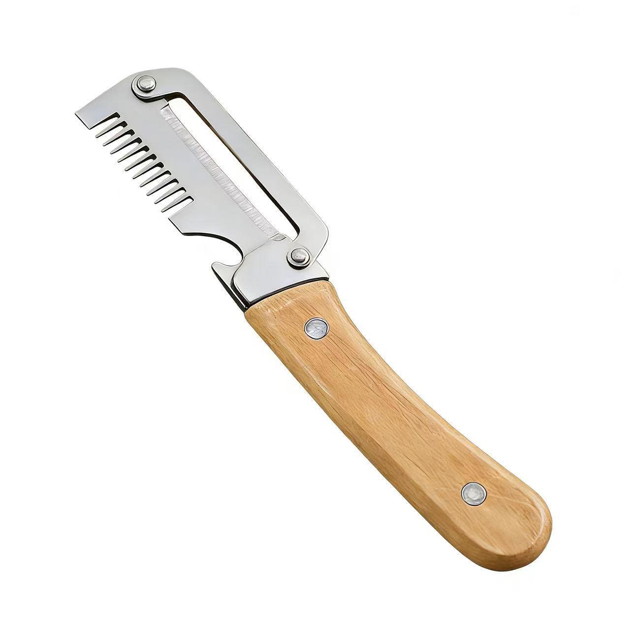 Multi-Functional Wooden Handle Peeler & Shredder with Can Opener Standard