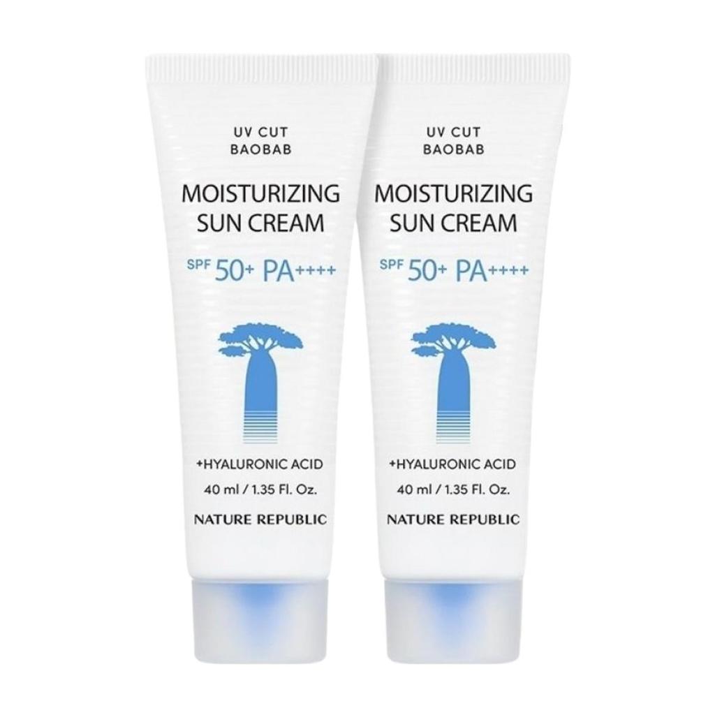 Nature Republic UV Cut Baobab Moisture Sun Cream SPF50+ PA++++ Hydrating & Daily Sun Protection 40ml (Pack of 2)