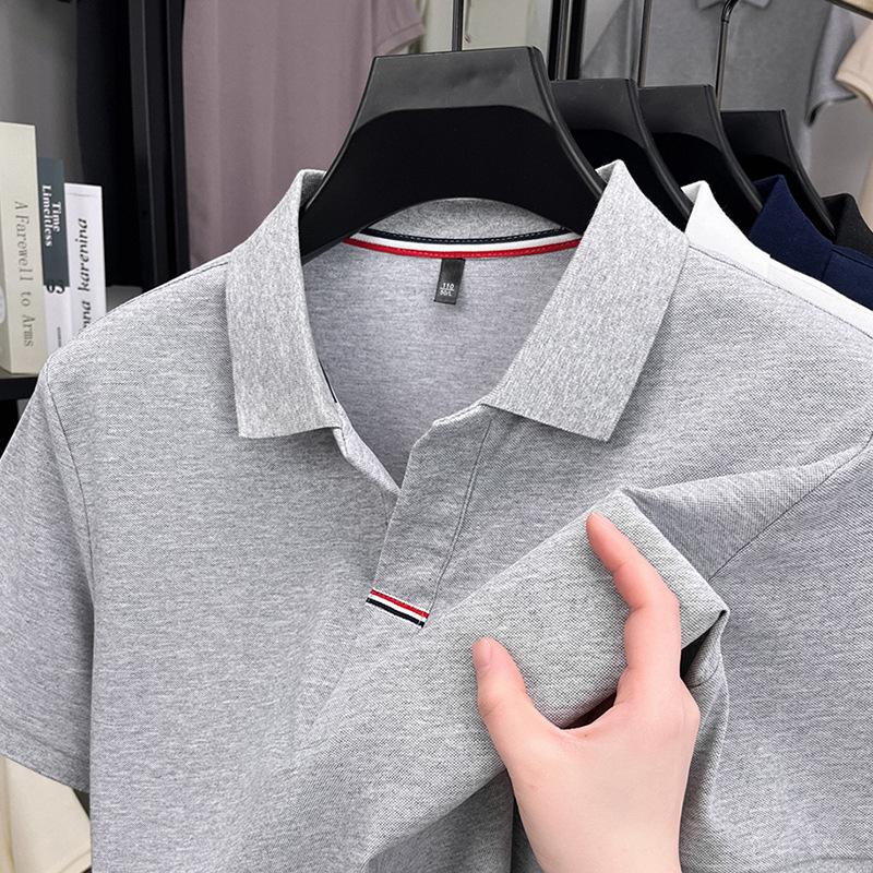 Out-Of App Men'S Light Luxury Short-Sleeved Polo Shirt Men'S Premium Button-Down Lapel Half-Sleeved T-Shirt