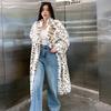 Leopard Print Imitation Fur Coat Women's Large Lapel Loose Imitation Fox Hair Coat Autumn and Winter Thickened Long Mink Hair Coat