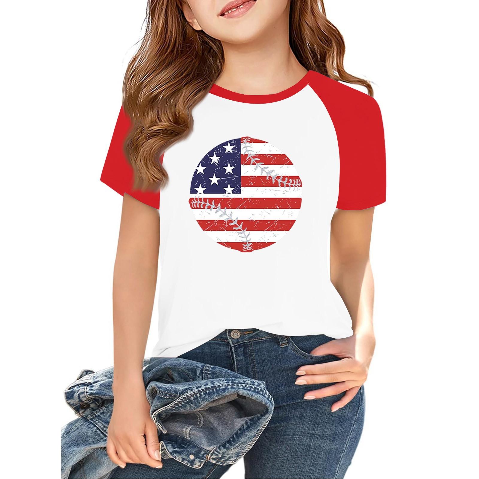 

Tops For Youth Kids Boy And Girls 2-10 Years Round Neck Short Sleeve Trendy Tops 100 червоний