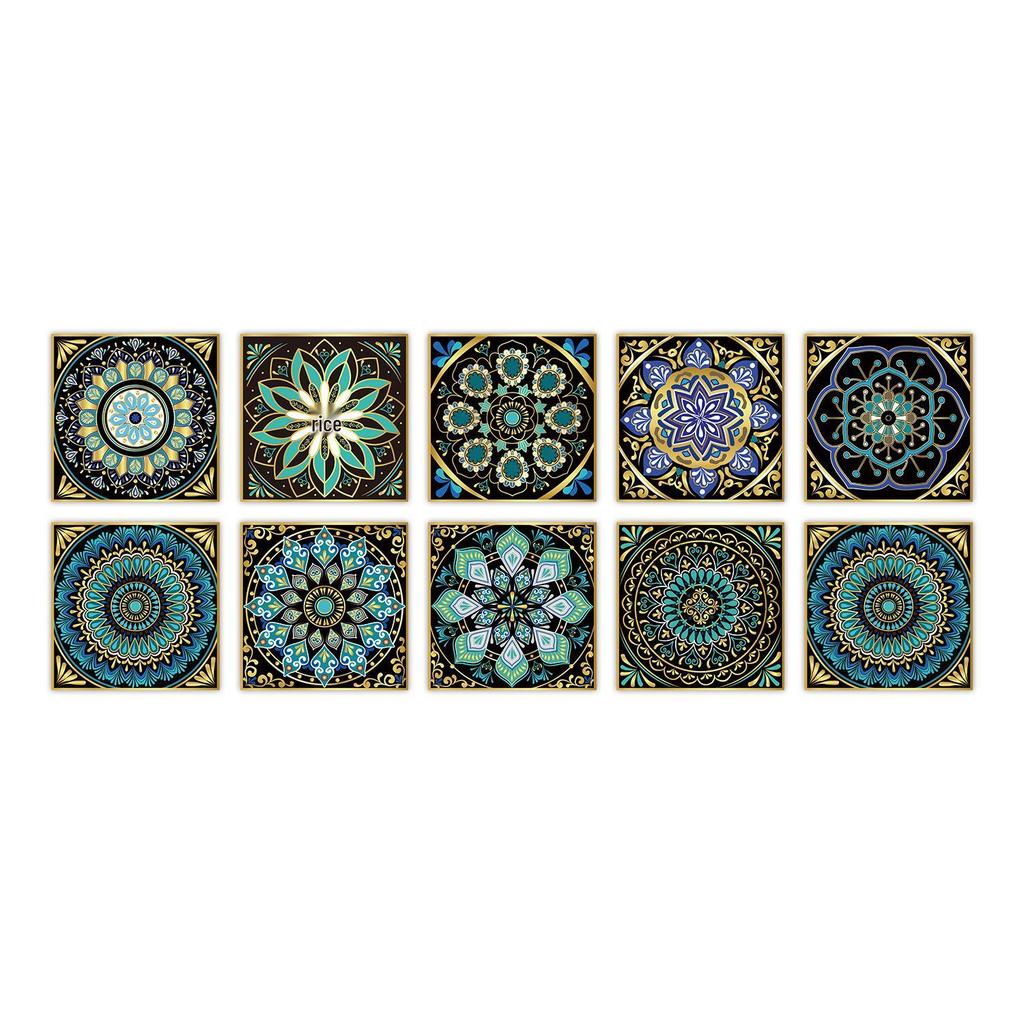 10-Pack European Style Floral Tile Wall Stickers for Living Room and Bathroom - Self-Adhesive PVC Crystal Film