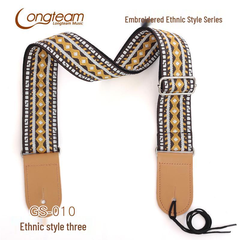 Ethnic Style Embroidered Guitar Crossbody Shoulder Strap for Acoustic and Electric Guitars.