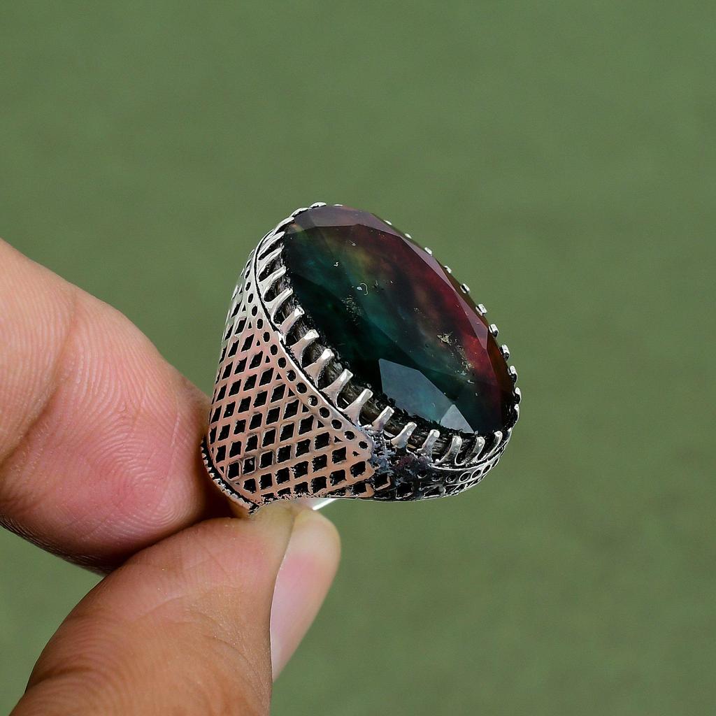 Faceted Ammolite Ring 925 Sterling Silver Ring Handmade Ring Gemstone Rings Natural Ammolite Jewelry Gifts For Mother Available In Ring Size