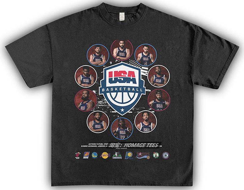 Americký basketbal NBA Americký retro Dělat starý potisk postavy Těžké Pánské Dámské Bavlněné Volné Krátký rukáv Pamětní tričko