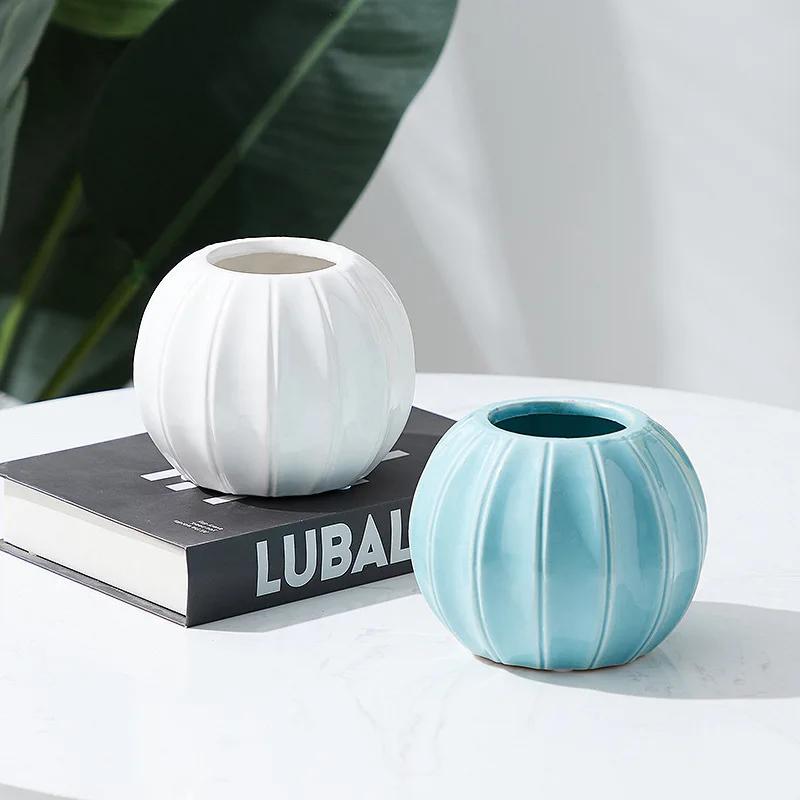 Table Decoration Pumpkin Flower Pot Ceramic Vase Decoration Home Decoration Dining Handmade Flower Material Bottle Pumpkin Vase