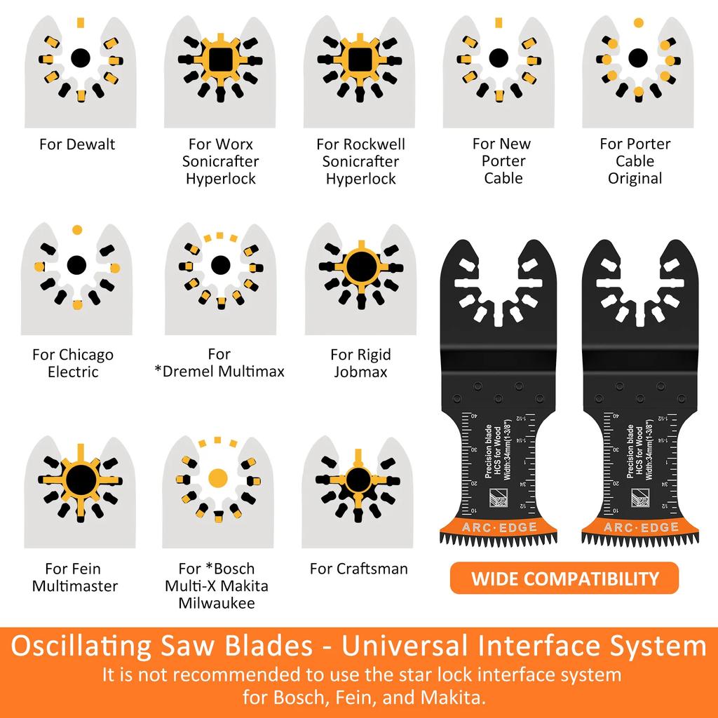 8Pcs Japanese Tooth Oscillating Saw Blades High Carbon Steel Multifunctional Curved-Edge Blades Universal for Cutting Wood
