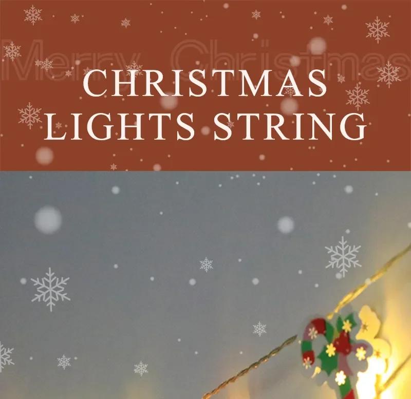 Christmas LED Light String Santa Claus Elk Snowman Xmas Ornament String Light Christmas Decorations 2025 New Year Navidad Gift