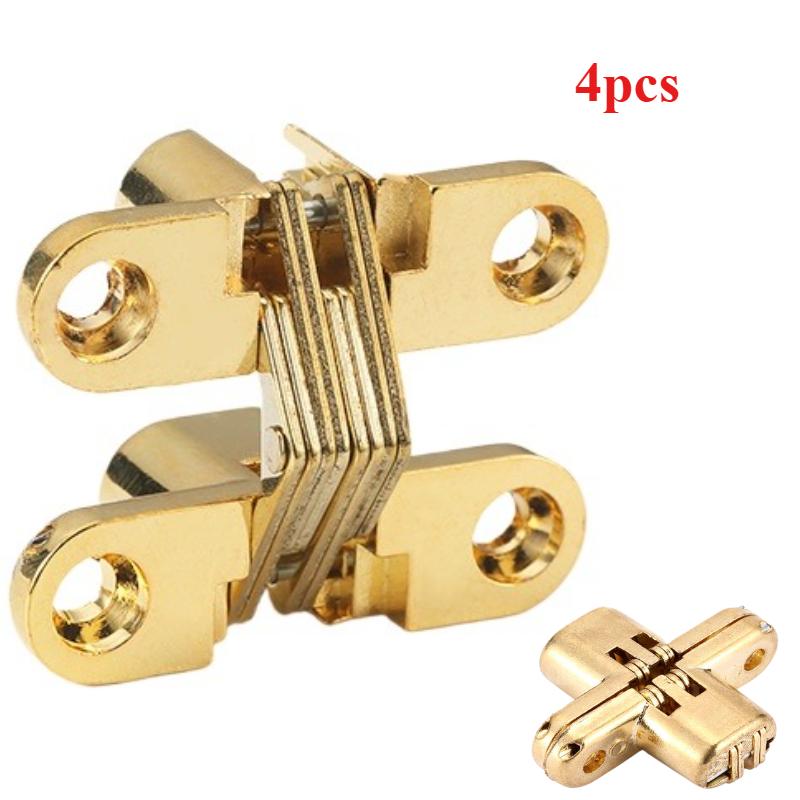 4Pcs Hidden Hinges Invisible Concealed Barrel Cross Door Hinge Bearing Wooden Box For Folding Window Furniture