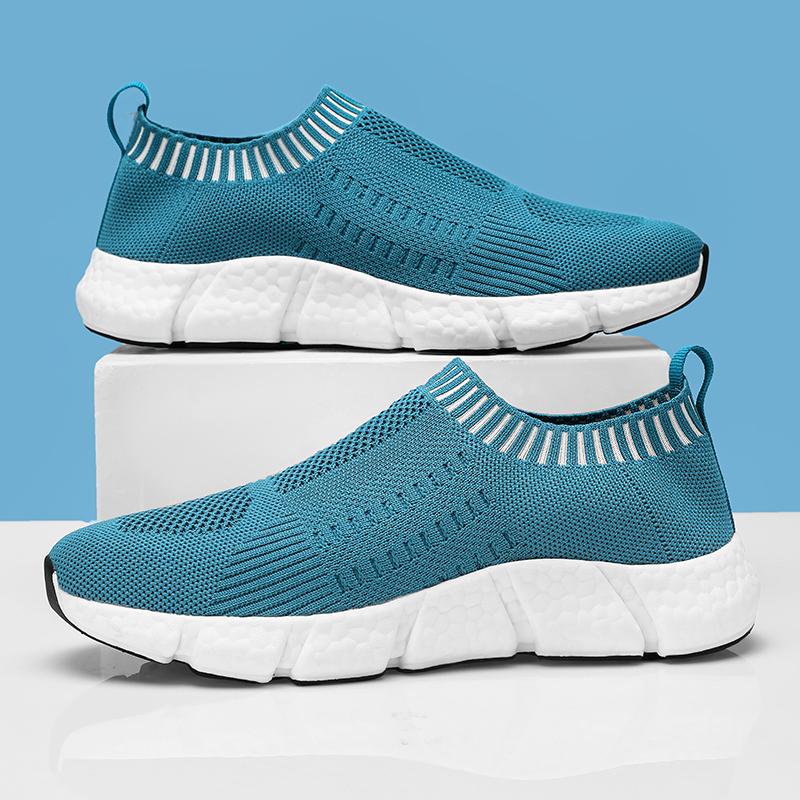Women's Mesh Shoes with Trendy Fabric Design Comfortable Breathable Lightweight One Foot Outdoor Walking Casual Flat Shoes