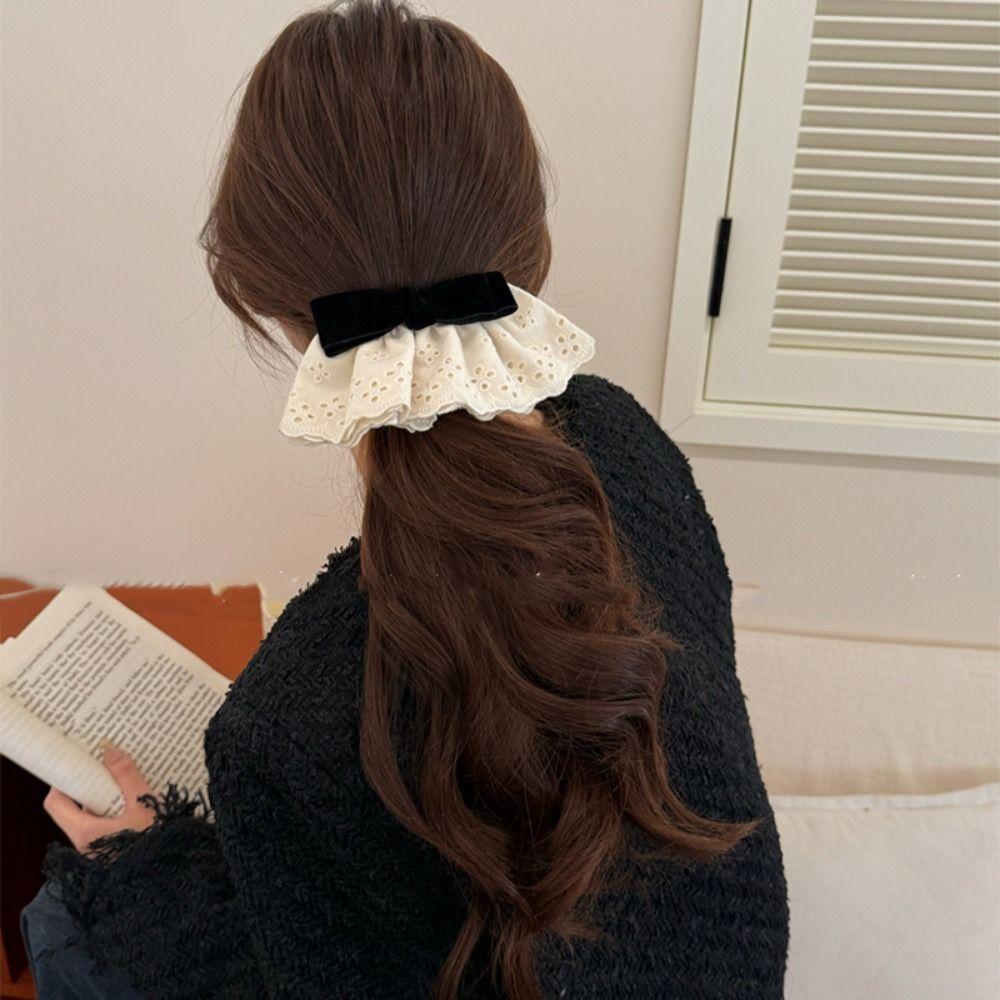 Pearl Bowknot Banana Clip Hair Clips Bow Vertical Clip Cute Lace Bow Hairpin  Women