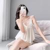 Summer thin ice silk bow suspender pajamas pure desire wind lace edge suspender shorts two-piece set in stock