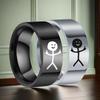 Titanium Steel Hip Hop Doodle Rings for Man Simple Trend Funny Middle Finger Stickman Couple Party New Gift Jewelry