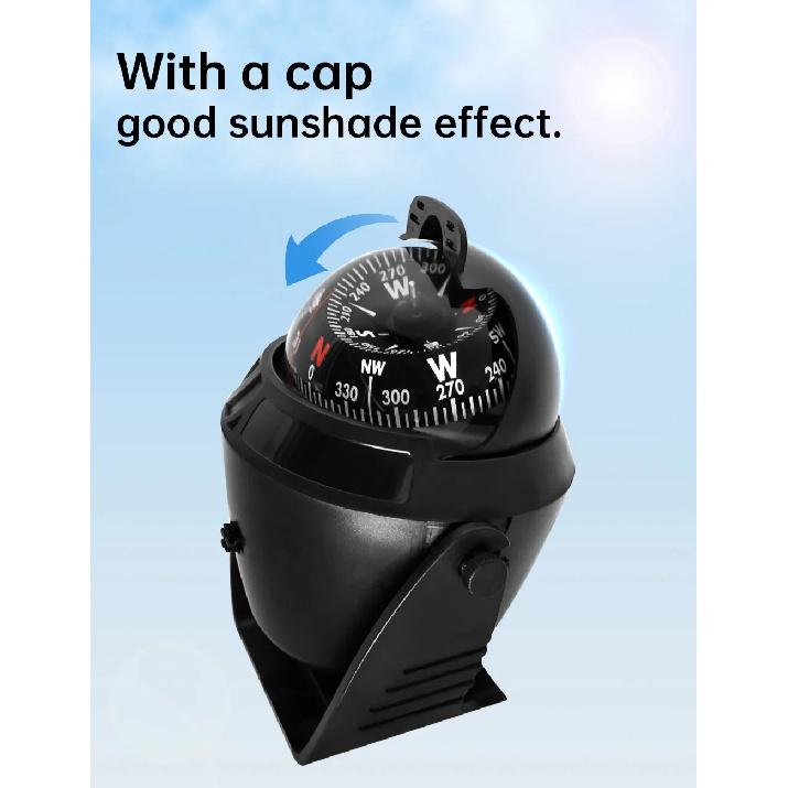 AD Waterproof Compass With Electronic LED Light Nautical Sea Pivoting Marine Boat Compass For Marine Navigation Positioning