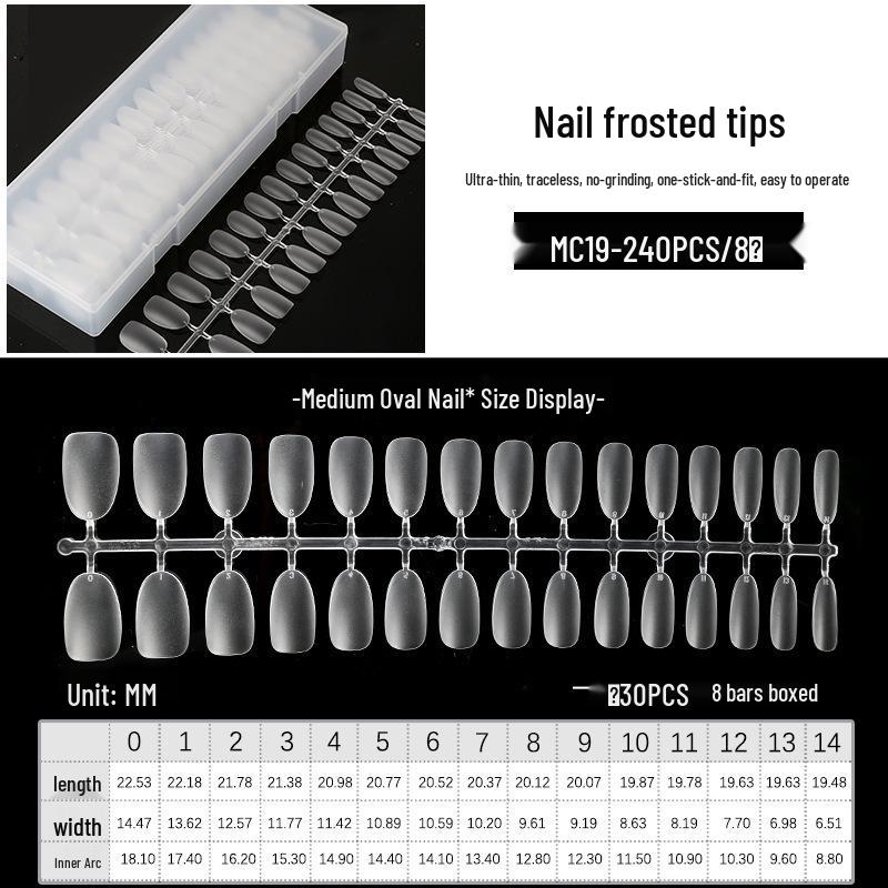 Ultra-Thin Matte Nail Art: Seamless False Nail Tips, Full/Half Cover, 240-Piece Box.