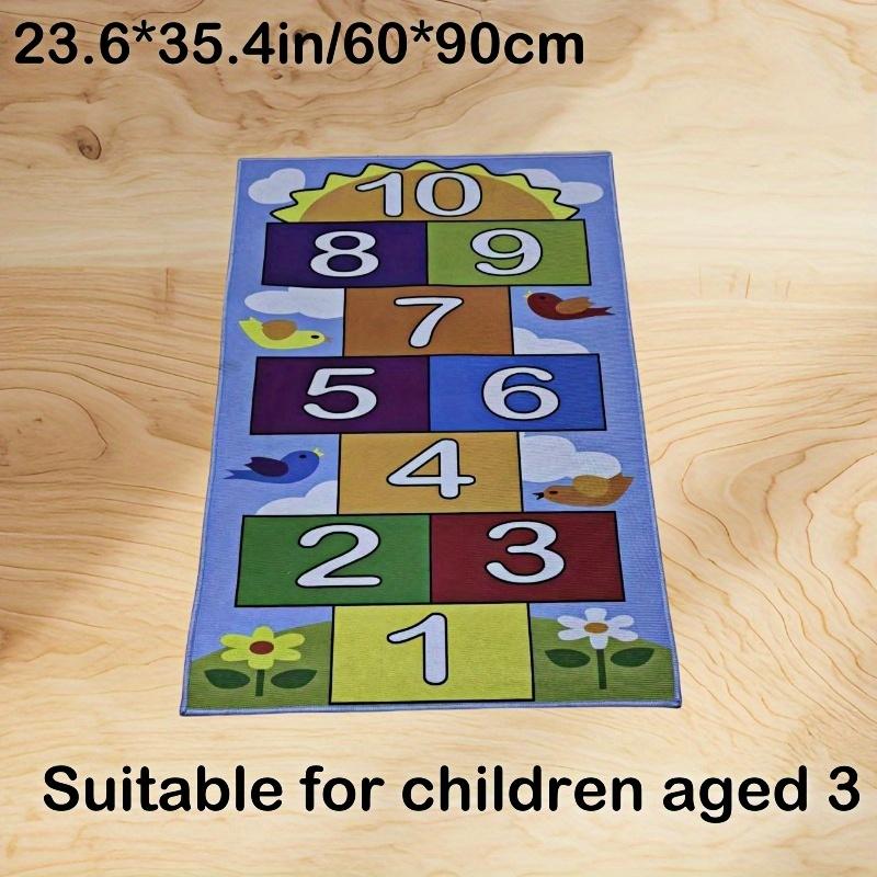 

1pc 800g/m² Crystal Velvet Hopscotch Mat - Ultra-Thick Non-Slip Alphabet Animal Kids Play Rug зелёный