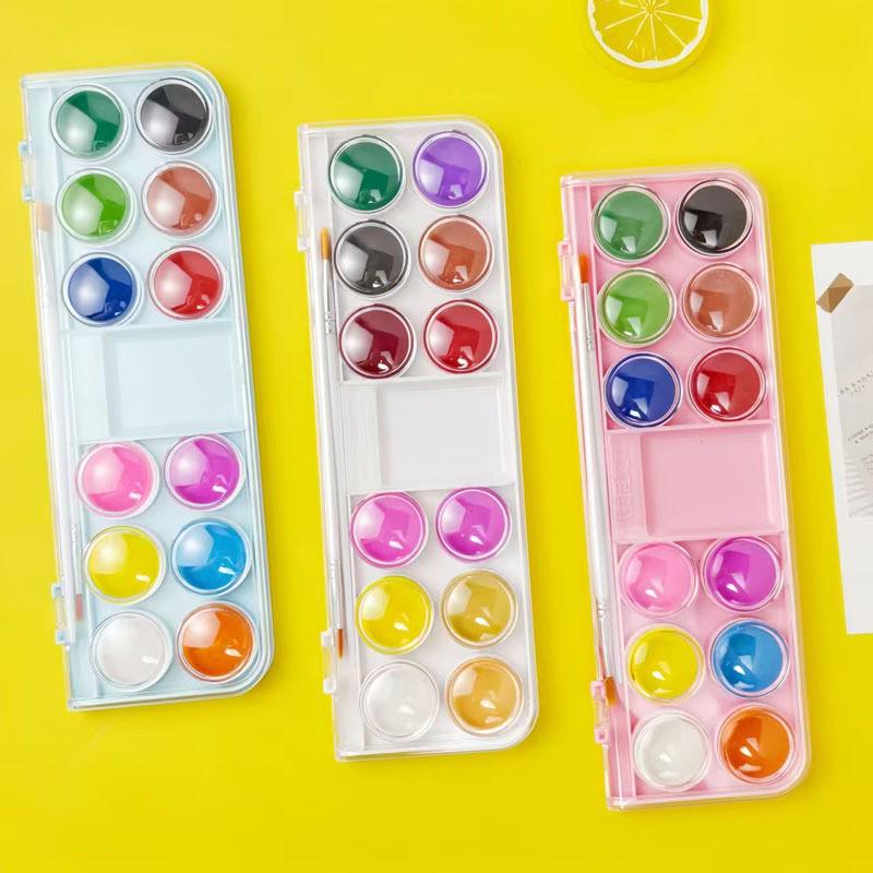 Little Carney 12-Color Gouache & Watercolor Cake Set for Beginners
