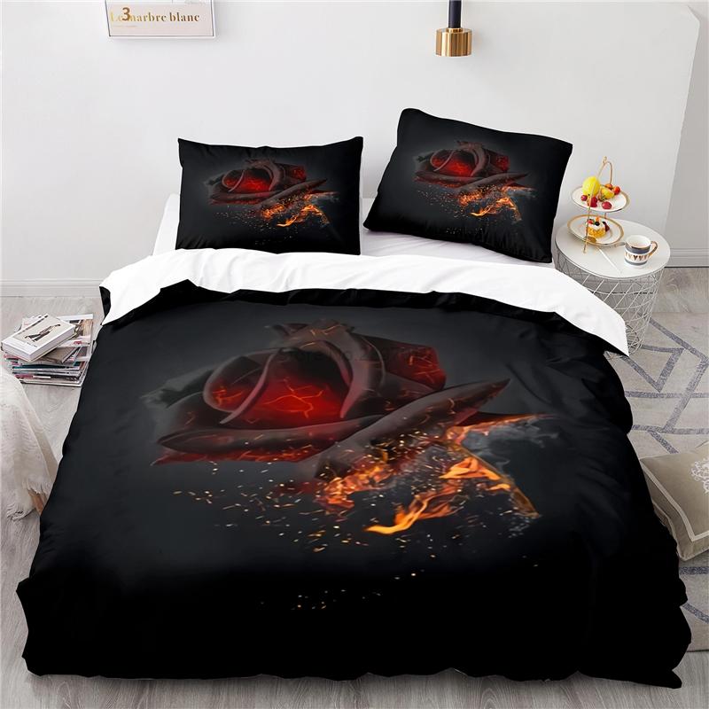 Women Girls Art Rose Flowers 3d Duvet Cover Set with Pillowcase Elegant Flowers Bedding Set Europe/Australia/USA Queen King Size