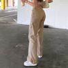 Spring Autumn Women Jeans Straight Pants Solid Zipper High Waist Denim Ankle Length Loose Pockets Slight Strech Streetwear
