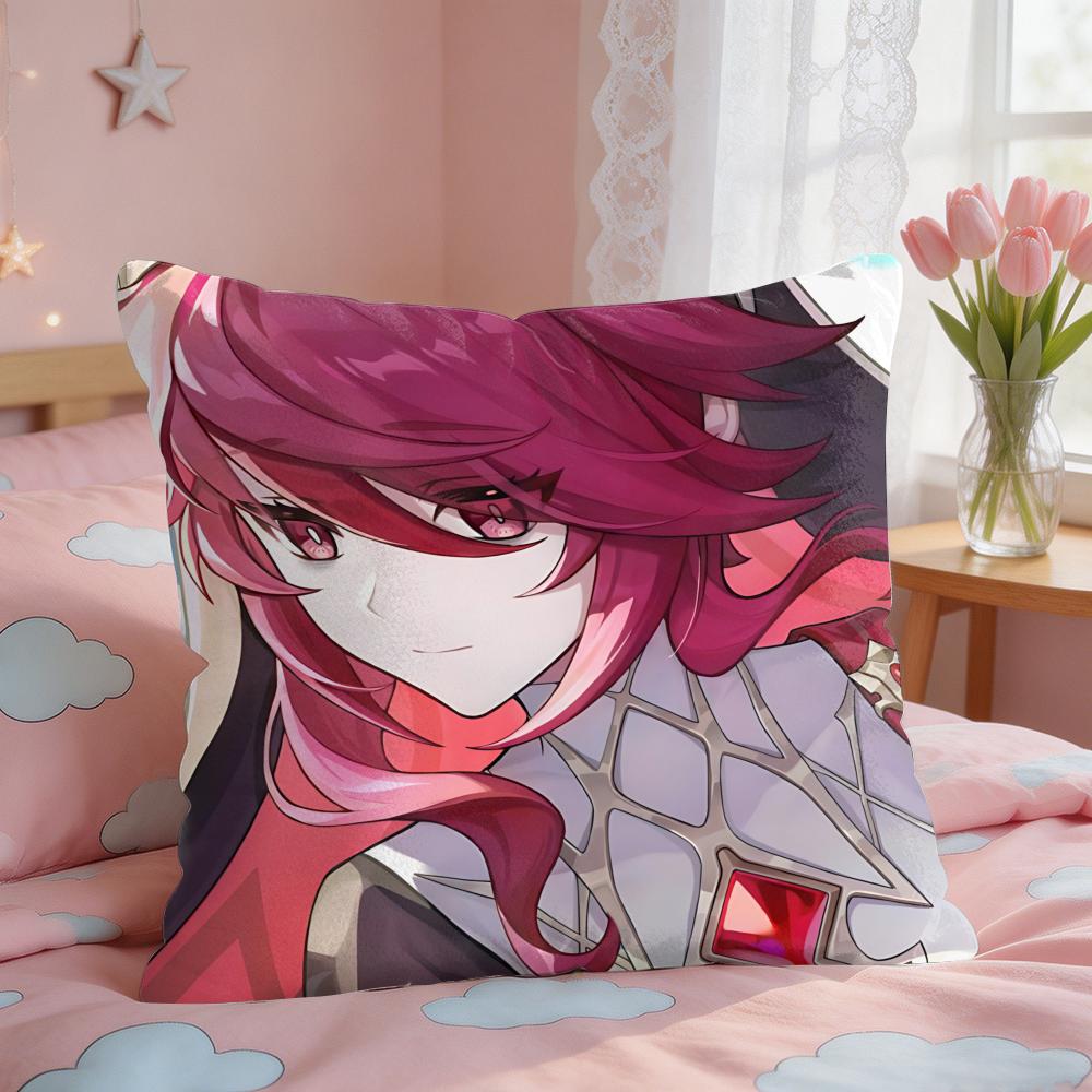 Rosaria Genshin Game Cushion Cover Short Plush Pillow Case Room Sofa Cushion Covers Home Decor Funda