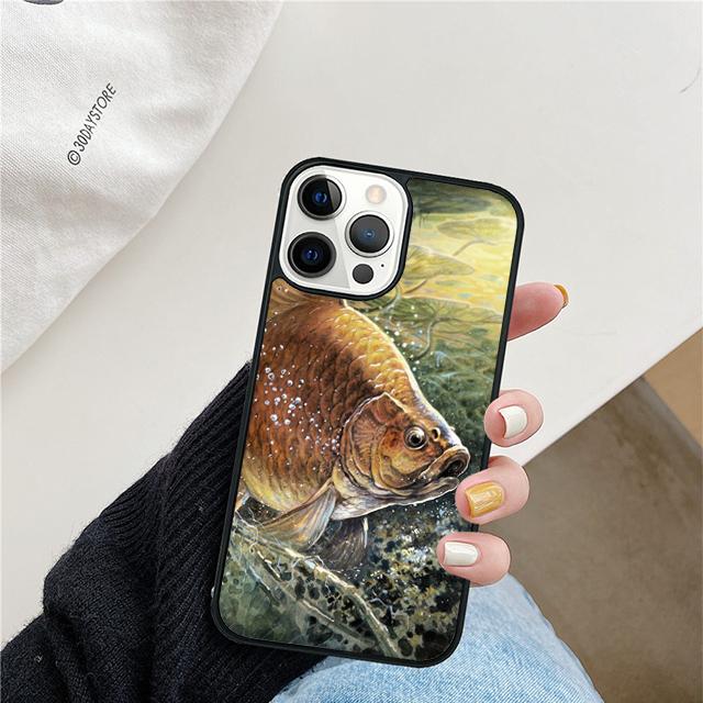 Fishing Painting Phone Case For iPhone 17 Air 15 16 Cover  11 13 14 Pro Max 12 Plus Max Fundas