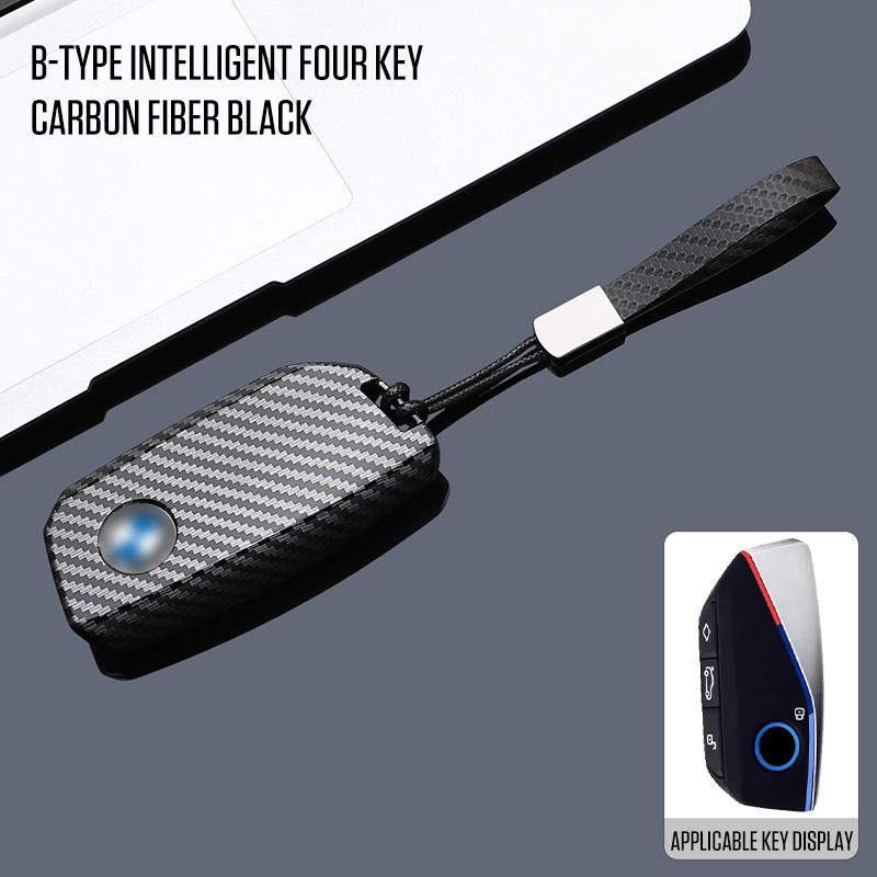 ABS Carbon Style Car Key Case Cover Fob Keychain for BMW 7 Series X7 I7 IX 740LI Alcantara Remote Protection Shell Skin Holder