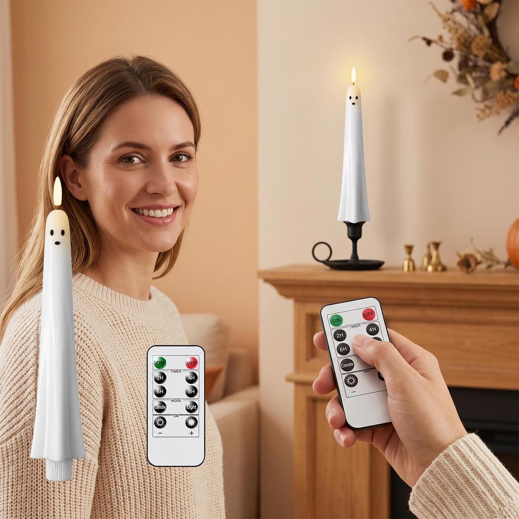 Halloween Ghost Flameless Cone Candle Flameless Remote Control Timing Multi-Scene Holiday Other Toys