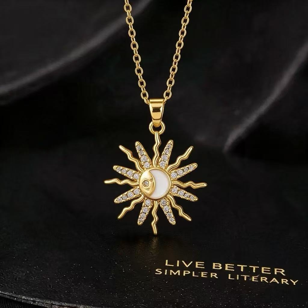 Fashionable Sunflower Moon Niche Versatile High-end Micro Inlaid Zircon Jewelry Necklace