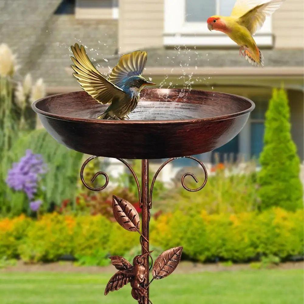 Sturdy Bird Feeder Ground Plugin Iron Bird Feeding Dish Bird Water Bowl  Garden