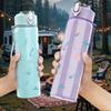 1PC Pastel Heart Dot Seamless Pattern 750ml Color Plastic Sports Water Bottle Leakproof Flip Straw Lid Suitable for Sports Office Home Use