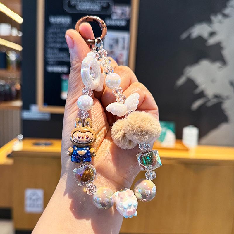 Creative Cartoon Beaded Keychain & Phone Lanyard - Cute Pendant for Schoolbags, Cars & Gifts